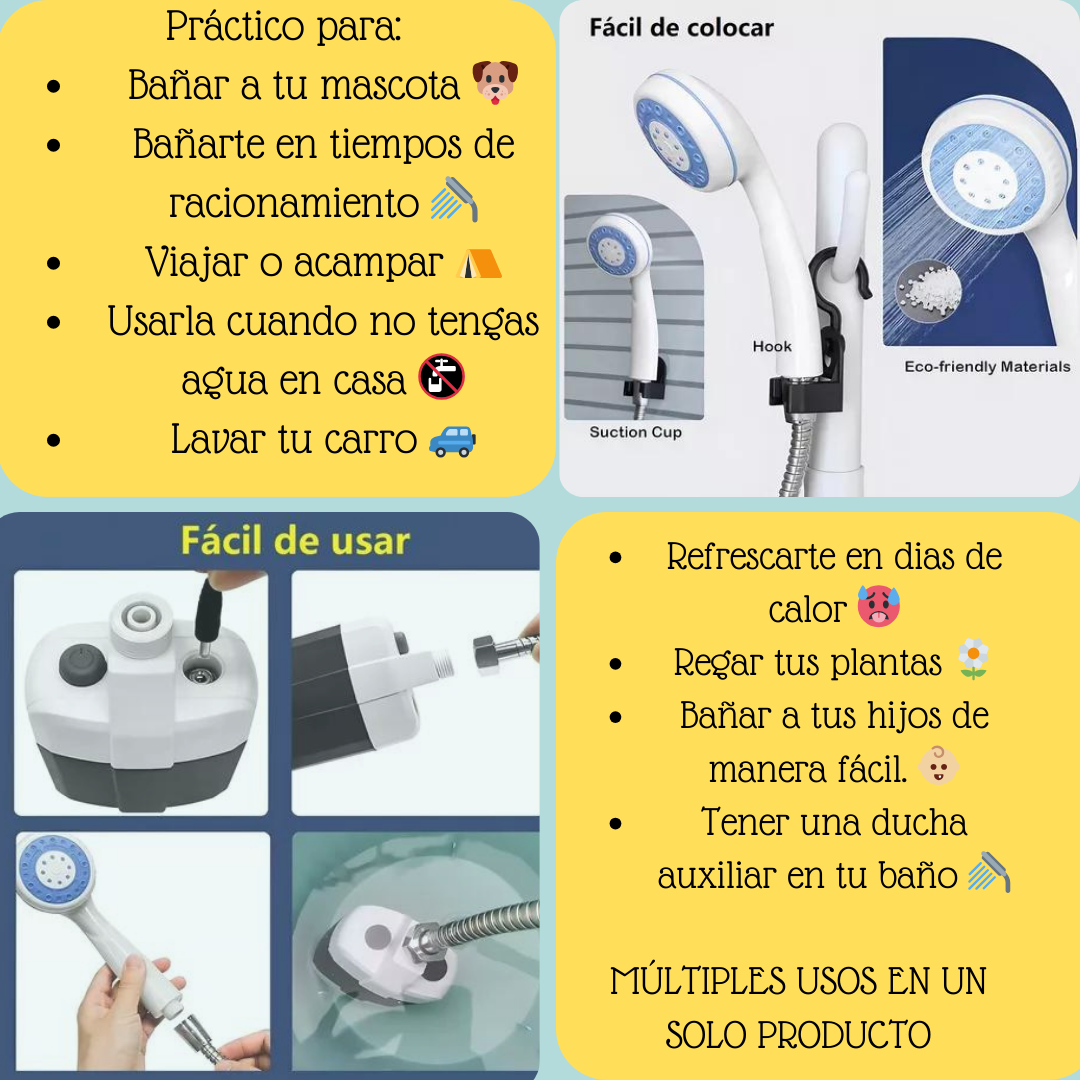 🚿 Ducha portatil recargable Multiproposito